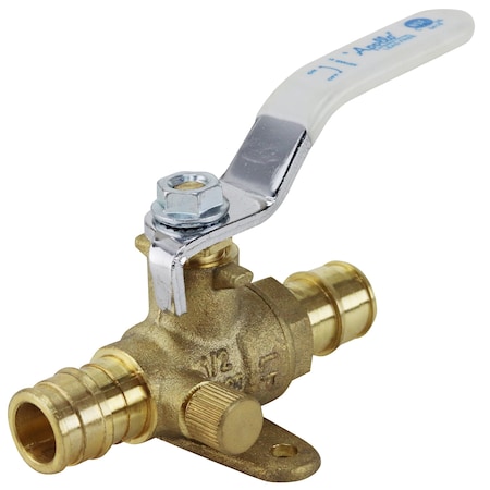 Apollo 1/2 in. Brass PEX-A Barb Ball Valve with Drain and Mounting Pad EPXV12WD